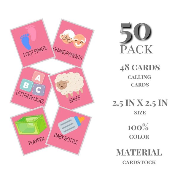 Baby Shower Games - 50 Boards Girl - Baby Gender Reveal Games - Invitations - Picture 3 of 4